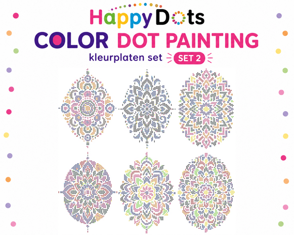 HappyDots Color DOT Painting Mandala Coloring Pages Set