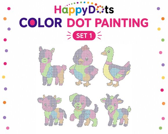 HappyDots Color DOT Painting set Farm animals A4