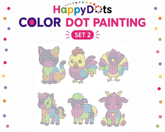 HappyDots Color DOT Painting set Farm animals A4
