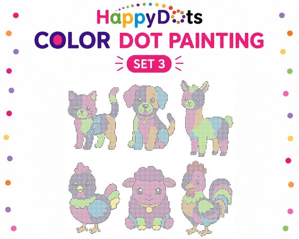 HappyDots Color DOT Painting set Farm animals A4