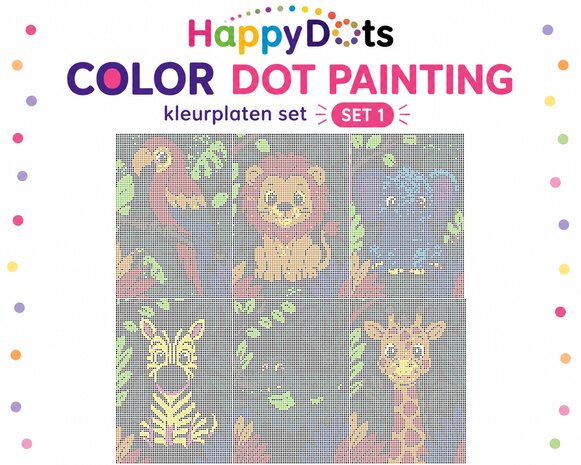 HappyDots Color DOT Painting set Jungle animals A4