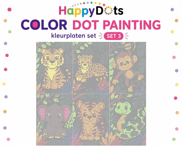 HappyDots Color DOT Painting set Jungle animals A4