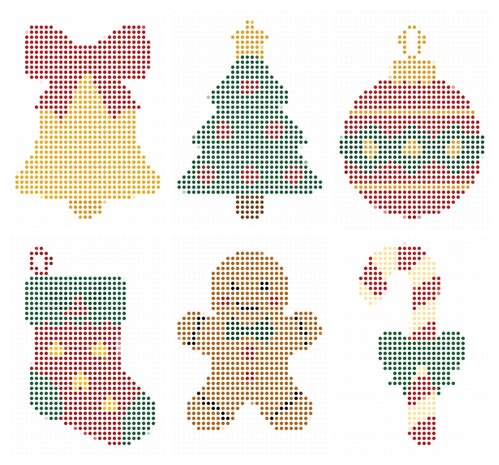 HappyDots Color DOT Painting Christmas Cards set 001 A6