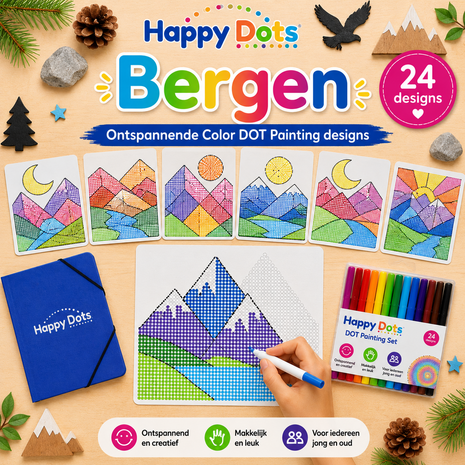 HappyDots Color DOT Painting set mountains A4