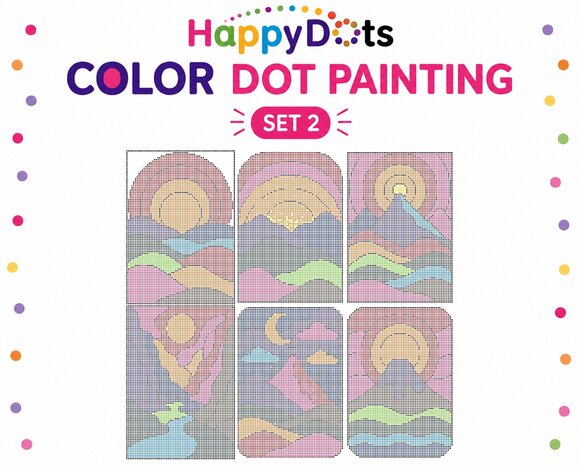 HappyDots Color DOT Painting set mountains A4