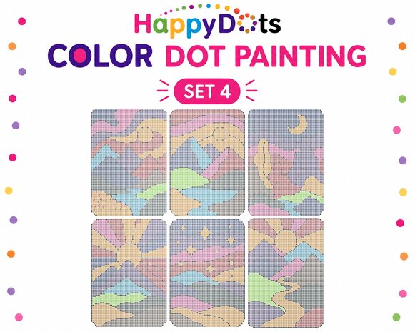 HappyDots Color DOT Painting set mountains A4