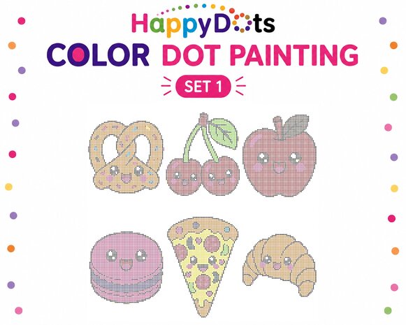 HappyDots Color DOT Painting set Kawaii food A4