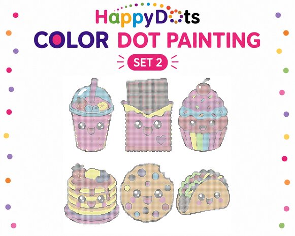 HappyDots Color DOT Painting set Kawaii food A4