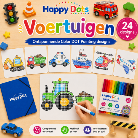 HappyDots Color DOT Painting set Vehicles A4