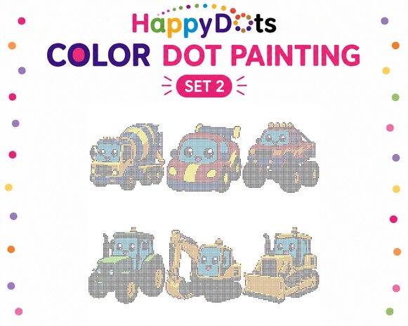 HappyDots Color DOT Painting set Vehicles A4