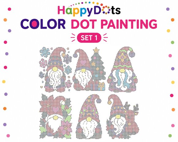 HappyDots Color DOT Painting set Christmas Gnomes A4