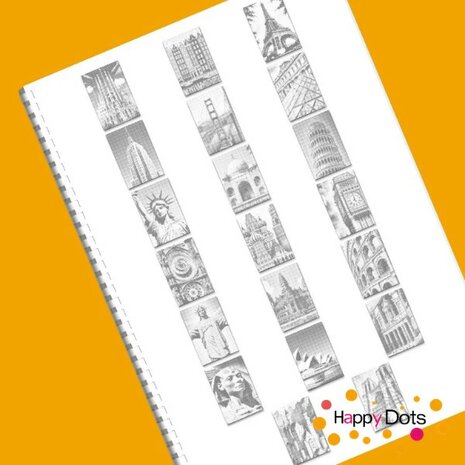HappyDots DOT Painting Kleurboek Beroemde gebouwen - 20 stippelschilderijen