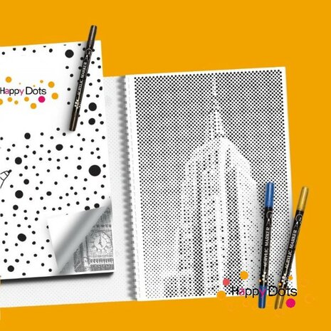HappyDots DOT Painting Kleurboek Beroemde gebouwen - 20 stippelschilderijen