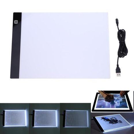 Diamond Painting A4 Ledlamp (Lightpad) dimbaar (3 standen) met stekker