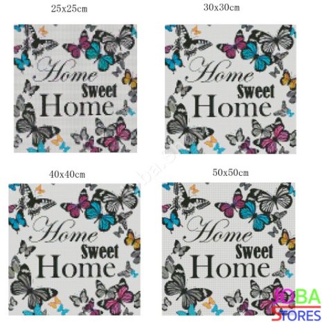 Diamond Painting Home Sweet Home Butterflies 30x30cm