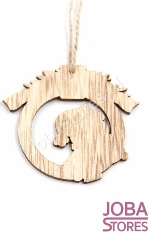 Houten Kerst Hangers Rond Sneeuwpop (10 stuks)