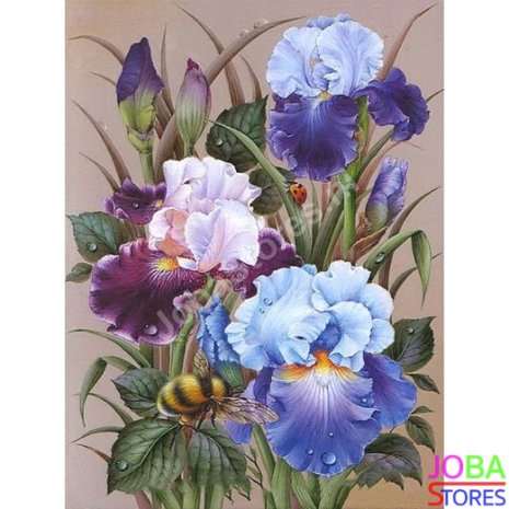 Diamond Painting Flowers with Bee 40x50cm