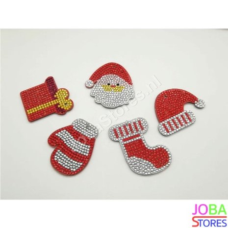 Diamond Painting Sleutelhanger Set Kerst 01 (5 stuks)