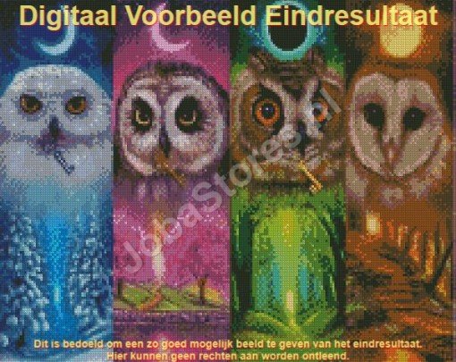 Diamond Painting Owls 4 Seasons 50x40cm