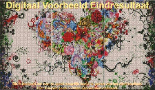 Diamond Painting Flower Heart 3-panel 60x35cm