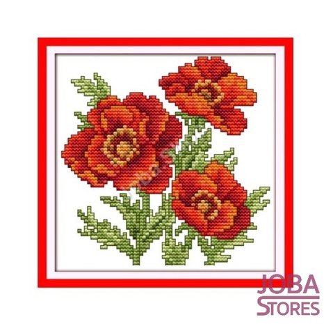 Borduur Pakket Bloem 005 11CT Voorbedrukt (21x21cm)