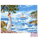 Schilderen op nummer "Sequin Art" Senior Dame aan zee