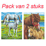 Schilderen op nummer "Sequin Art" Junior Paarden (2 stuks)