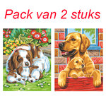 Schilderen op nummer "Sequin Art" Junior Hondjes (2 stuks)