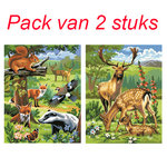 Schilderen op nummer "Sequin Art" Junior Bosdieren (2 stuks)
