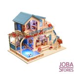 Miniatuur Zelfbouw Huisje Deluxe Blauw/Wit
