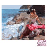 Schilderen op nummer Meisje aan zee 40x50cm_