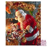 Schilderen op nummer Kerstman met cadeautjes 40x50cm_