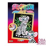 Sequin Art / Pailletten kunst Witte Tijger