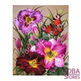 Diamond Painting Bloemen met Vlinder 40x50cm