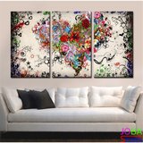 Diamond Painting "JobaStores®" Bloemen Hart - 3 luiks - volledig - 60x35cm 