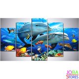 Diamond Painting Dolfijnen 5 luiks 75x40cm_