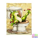 Diamond Painting "JobaStores®" Toilet Kikker 02 - volledig - 30x40cm
