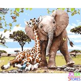 Schilderen op nummer Olifant & Giraf 40x50cm_