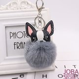 Pom Pom Sleutelhanger Hond Grijs_