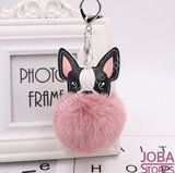 Pom Pom Sleutelhanger Hond Roze_