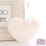 Pom Pom Sleutelhanger Hart Beige_