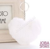Pom Pom Sleutelhanger Hart Wit_