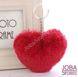 Pom Pom Sleutelhanger Hart Donker Rood_