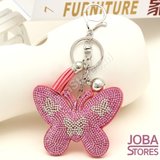 Bling Sleutelhanger Vlinder Roze Klein_