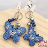 Bling Sleutelhanger Vlinder Blauw Groot_