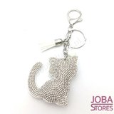 Bling Sleutelhanger Kat Wit_