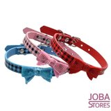 Honden Halsband Ruitjes met strik Roze XS_