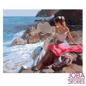 Schilderen op nummer Meisje aan zee 40x50cm