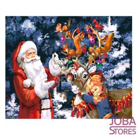 Schilderen op nummer Kerstman met rendier 40x50cm