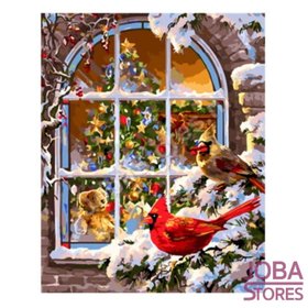 Schilderen op nummer Kerst Raam 40x50cm
